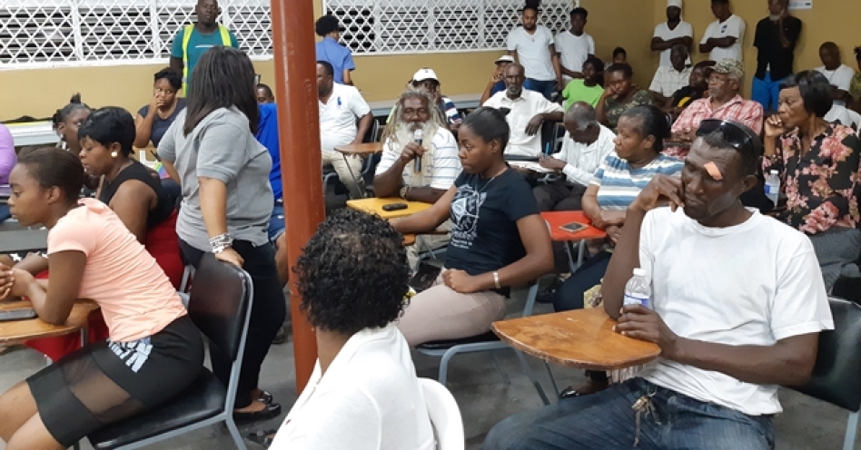 Charles Moodie (with microphone) says the community must ensure that certain rights and privileges are not taken away. (OH News Photo)