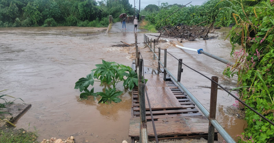 Bushy Park bridge during the passage of Tropical Storm Rafael.