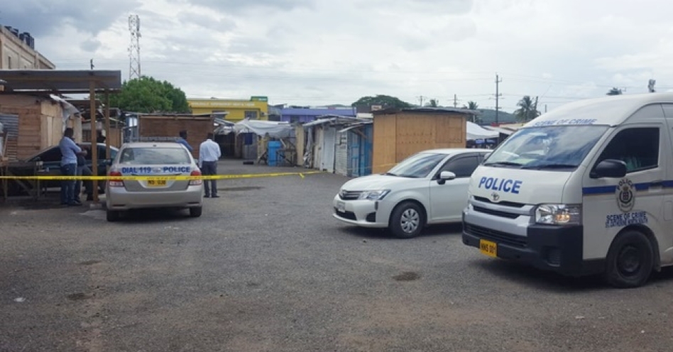 The scene of the double murder in Old Harbour Market. (Photo: Peter Simmons/Mystic5 Multimedia Services)
