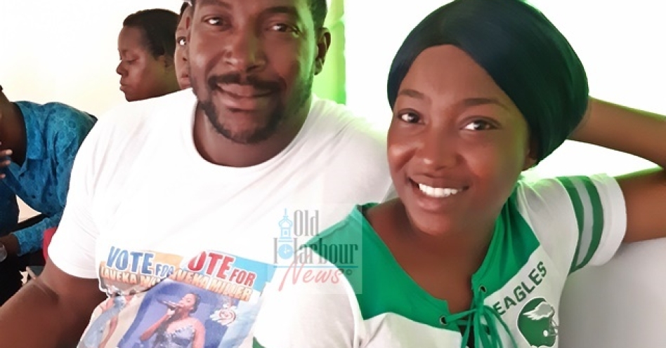 Digicel Rising Star finalist Laveka Miller (right) and her father Lumiji. (OH News Photo)