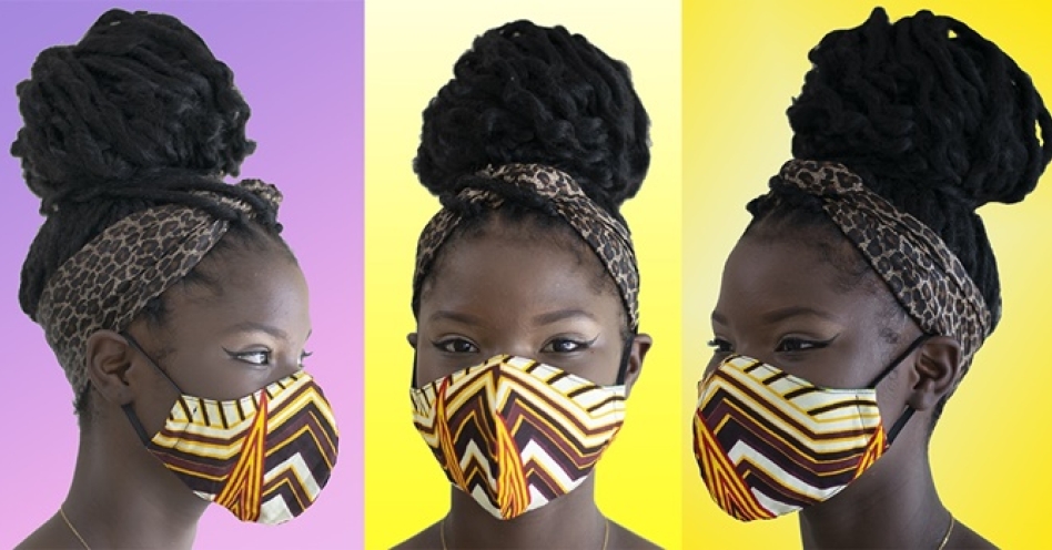 A young model sports one of Keisha Banton's multi-layered fabric masks. (Photo: Bevan Antonio / instagram.com/bevanantoniophotography)