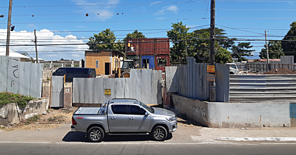 A temporary fire station currently being built on South Street, Old Harbour. (OH News Photo)