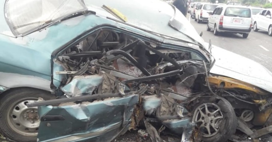 The mangled car driven by Steve Morgan (Photo: Contributed)