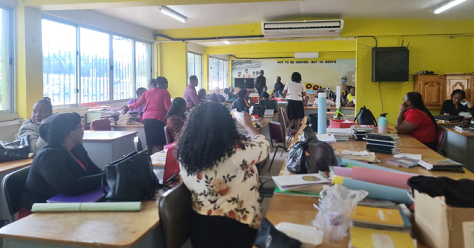 Teachers at Old Harbour High School staged a sit-in in protest of the government’s latest wage offer. (Contributed Photo)